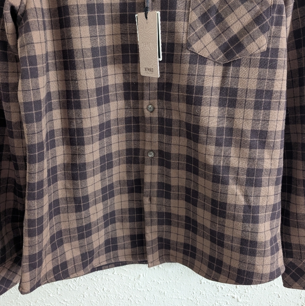NWT NoMad Brown Plaid Casual Button-Down Shirt - Picture 5 of 7